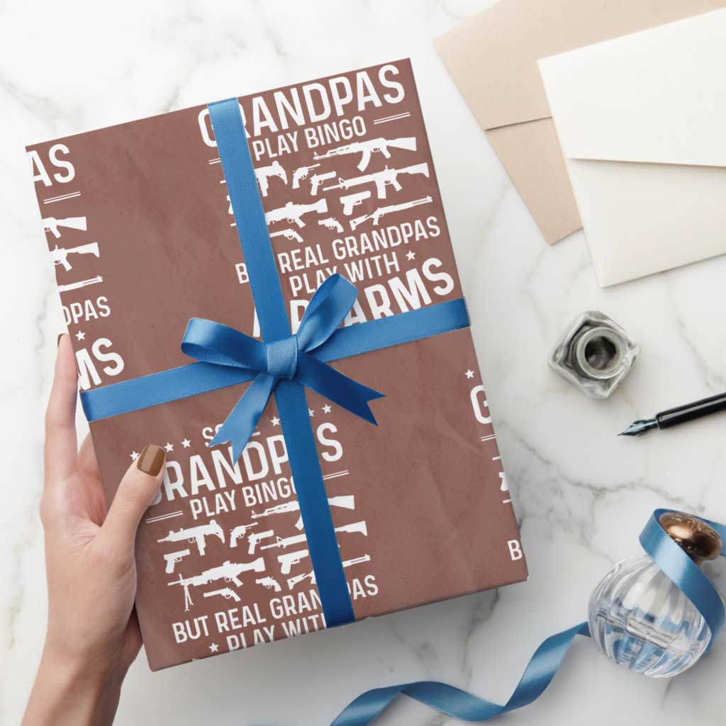 Funny Gun Grandpa Wrapping Paper Roll Real Grandpas Play With Firearms Guns Owner Lover