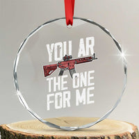 Funny Gun Lover Valentine Pun Crystal Glass Ornament You AR the One for Me Tactical Romance