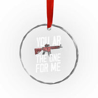 Funny Gun Lover Valentine Pun Crystal Glass Ornament You AR the One for Me Tactical Romance
