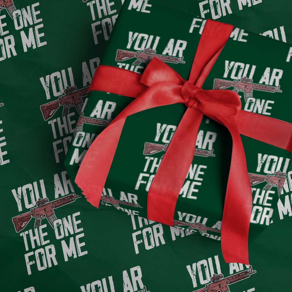 Funny Gun Lover Valentine Pun Wrapping Paper Roll You AR the One for Me Tactical Romance