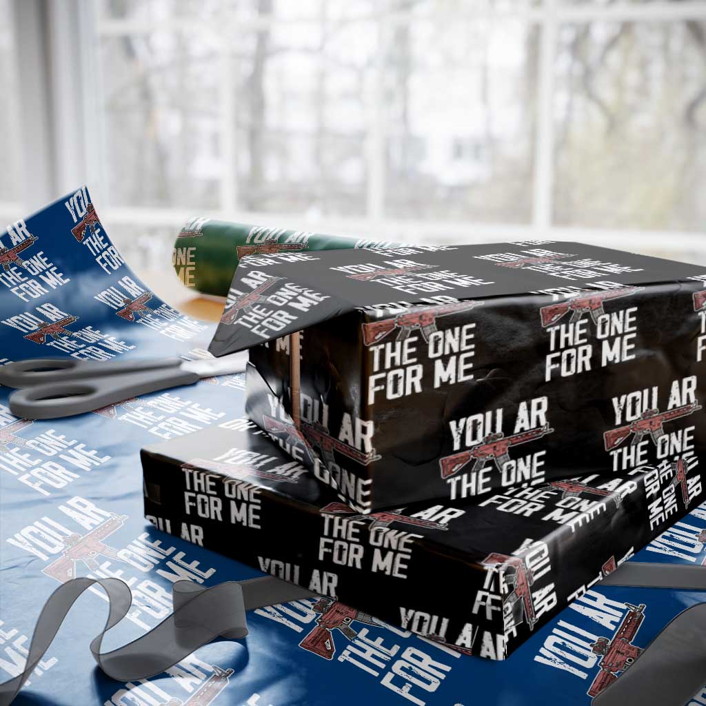 Funny Gun Lover Valentine Pun Wrapping Paper Roll You AR the One for Me Tactical Romance