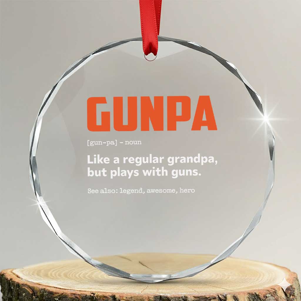 Funny Gunpa Crystal Glass Ornament Gun Lover Grandpa Pro Gun Enthusiast - Wonder Print Shop