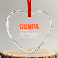 Funny Gunpa Heart Crystal Glass Ornament Gun Lover Grandpa Pro Gun Enthusiast - Wonder Print Shop