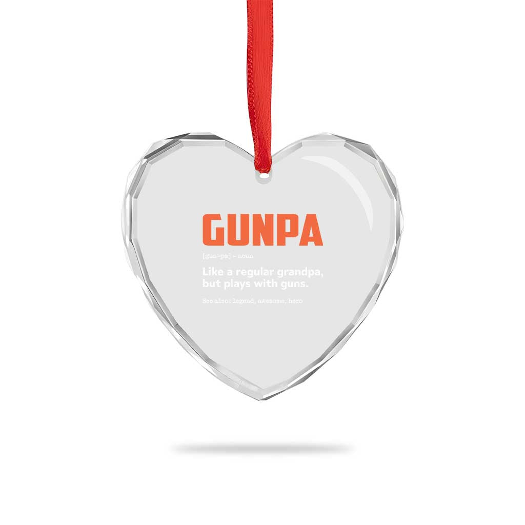 Funny Gunpa Heart Crystal Glass Ornament Gun Lover Grandpa Pro Gun Enthusiast - Wonder Print Shop
