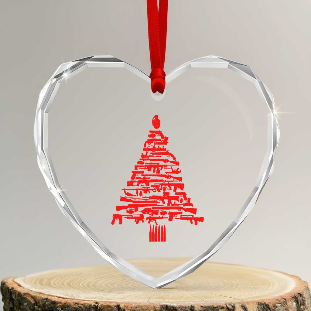 Funny Guns Christmas Heart Crystal Glass Ornament 2nd Amendment Xmas Tree Gun Lovers - Wonder Print Shop