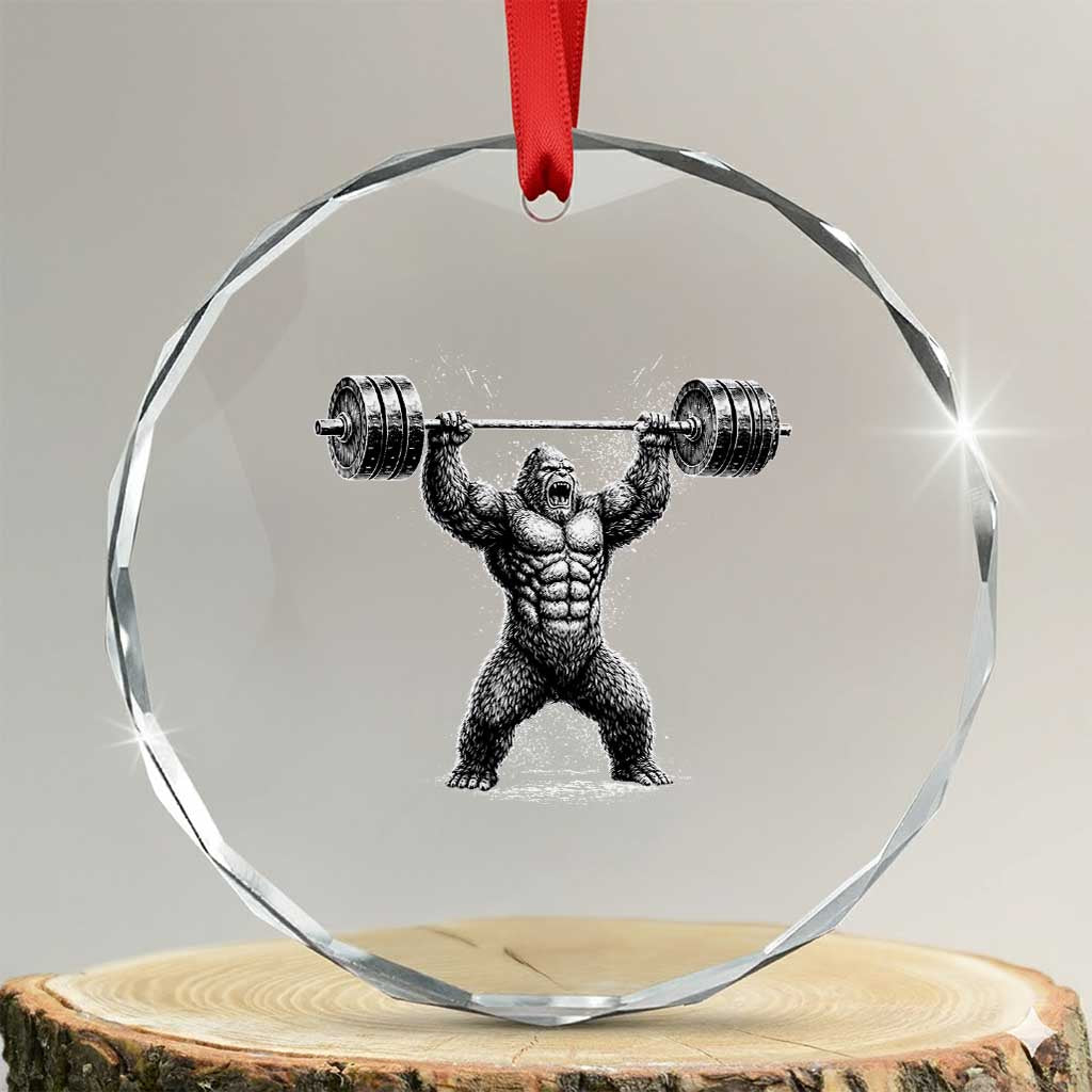 Funny Gym Bigfoot Crystal Glass Ornament Weightlifting Workout