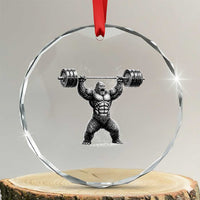 Funny Gym Bigfoot Crystal Glass Ornament Weightlifting Workout