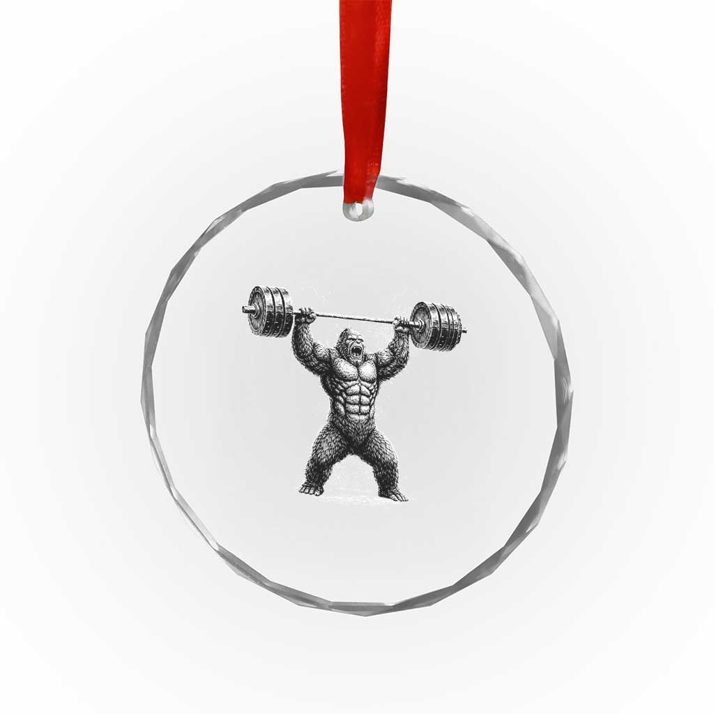 Funny Gym Bigfoot Crystal Glass Ornament Weightlifting Workout