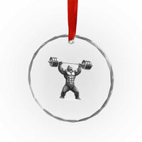 Funny Gym Bigfoot Crystal Glass Ornament Weightlifting Workout