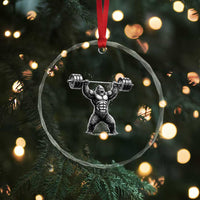 Funny Gym Bigfoot Crystal Glass Ornament Weightlifting Workout