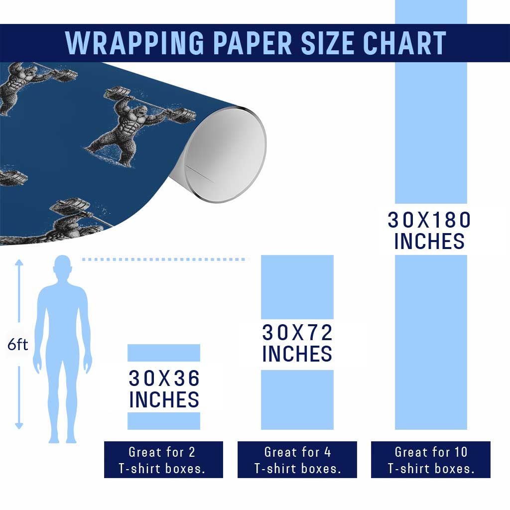Funny Gym Bigfoot Wrapping Paper Roll Weightlifting Workout