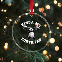 Funny Gym Crystal Glass Ornament Kinda Fit Sorta Fat Panda Weightlifting Workout