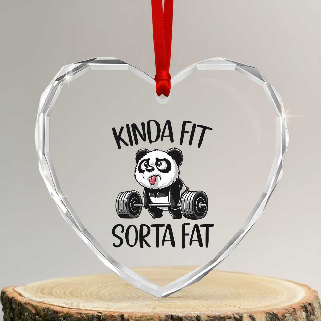 Funny Gym Panda Lover Heart Crystal Glass Ornament Kinda Fit Sorta Fat