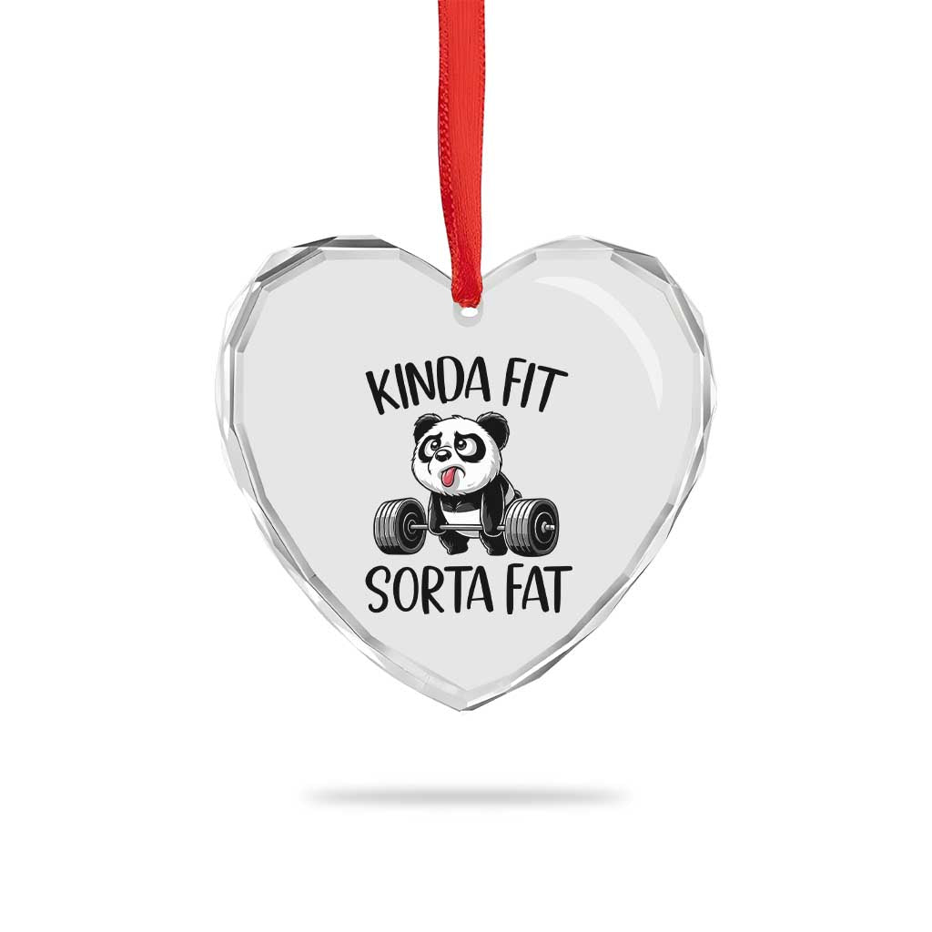 Funny Gym Panda Lover Heart Crystal Glass Ornament Kinda Fit Sorta Fat