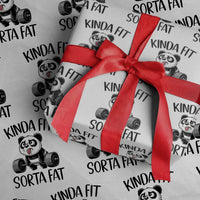 Funny Gym Panda Lover Wrapping Paper Roll Kinda Fit Sorta Fat