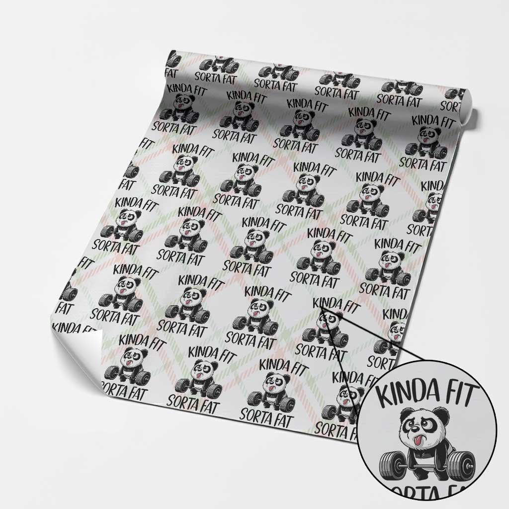 Funny Gym Panda Lover Wrapping Paper Roll Kinda Fit Sorta Fat