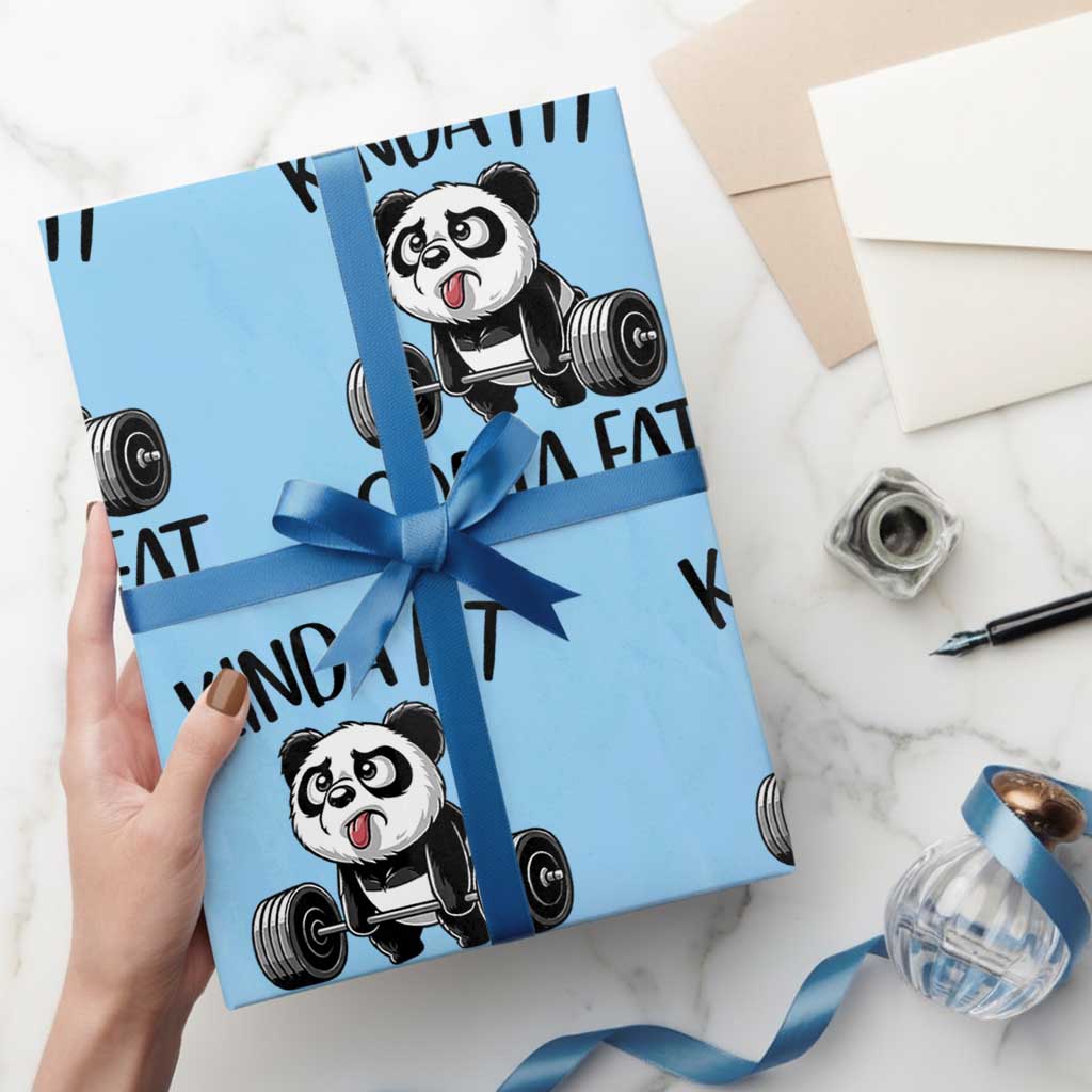 Funny Gym Panda Lover Wrapping Paper Roll Kinda Fit Sorta Fat