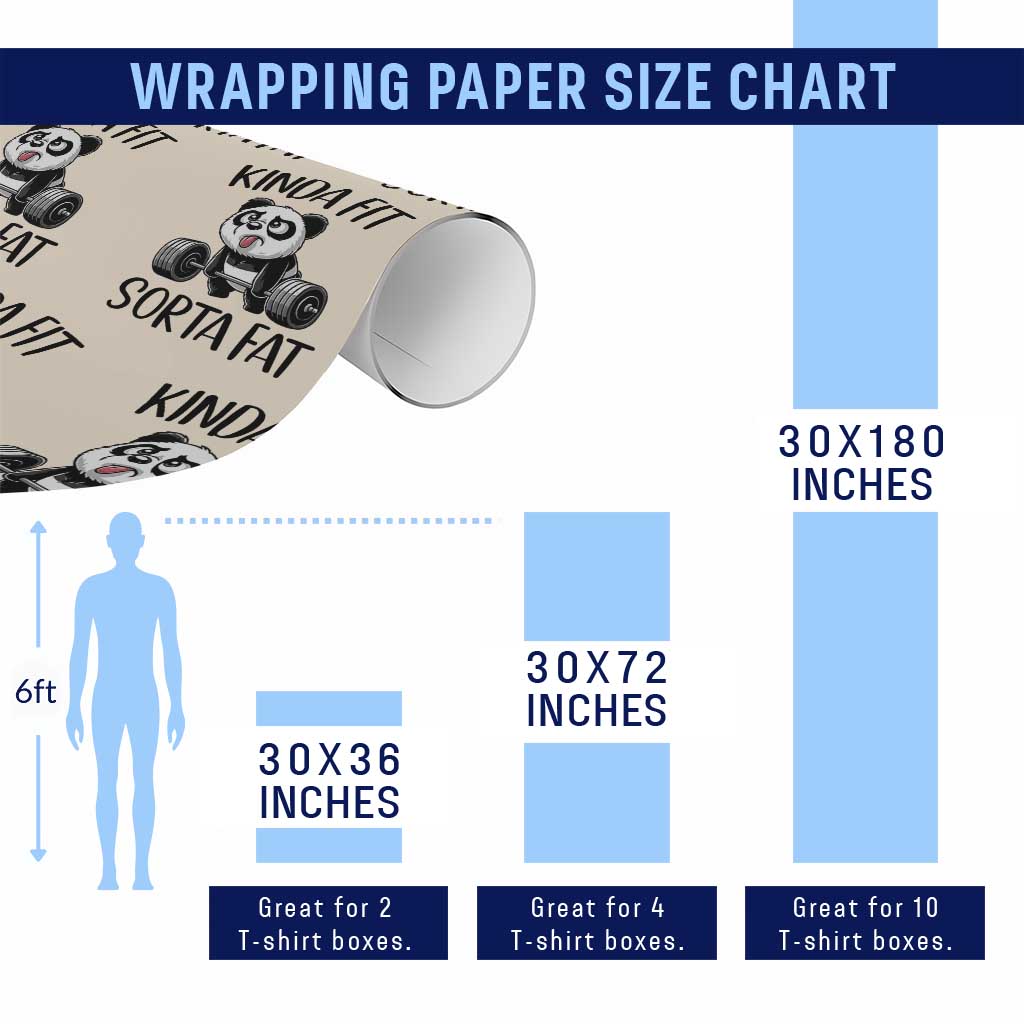 Funny Gym Panda Lover Wrapping Paper Roll Kinda Fit Sorta Fat