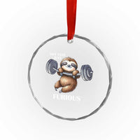 Funny Gym Sloth Crystal Glass Ornament Not Fast Just Furious - Wonder Print Shop