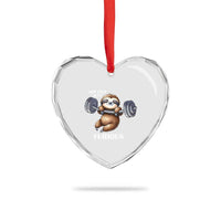 Funny Gym Sloth Heart Crystal Glass Ornament Not Fast Just Furious - Wonder Print Shop