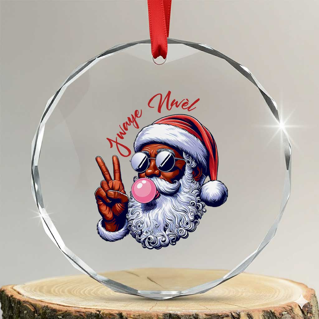 Funny Haitian Xmas Crystal Glass Ornament Jwaye Nwel Creole Cute Black Santa - Wonder Print Shop