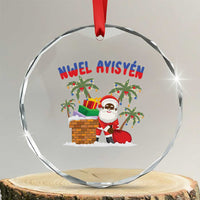 Funny Haitian Xmas Crystal Glass Ornament Nwel Ayisen Creole Santa Palm Tree TS09