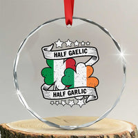 Funny Half Gaelic Half Garlic Crystal Glass Ornament Irish Italian St. Patrick's Day - Wonder Print Shop