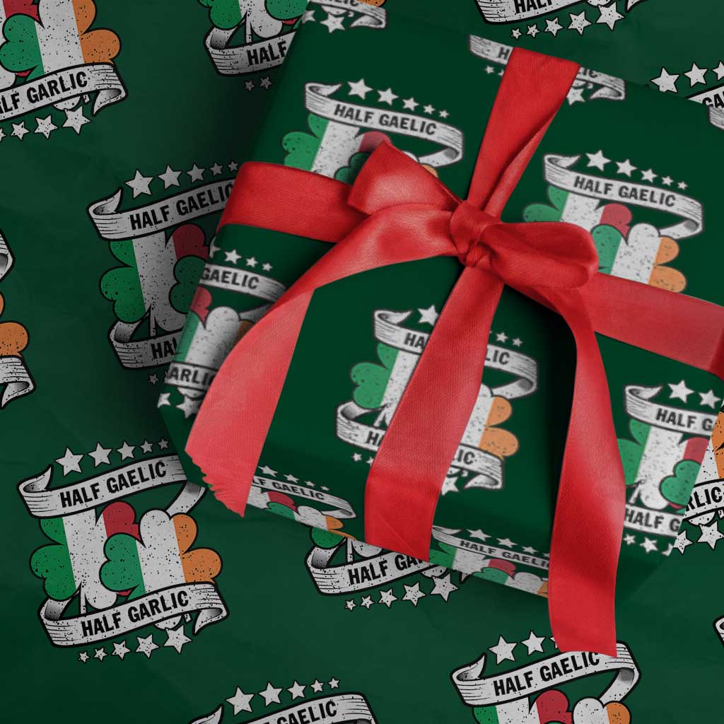 Funny Half Gaelic Half Garlic Wrapping Paper Roll Irish Italian St. Patrick's Day - Wonder Print Shop