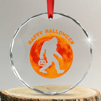 Funny Halloween Bigfoot Crystal Glass Ornament Sasquatch Full Moon Jack O Lantern - Wonder Print Shop