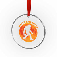 Funny Halloween Bigfoot Crystal Glass Ornament Sasquatch Full Moon Jack O Lantern - Wonder Print Shop