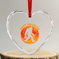 Funny Halloween Bigfoot Heart Crystal Glass Ornament Sasquatch Full Moon Jack O Lantern - Wonder Print Shop