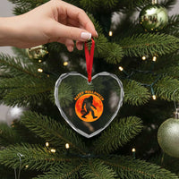 Funny Halloween Bigfoot Heart Crystal Glass Ornament Sasquatch Full Moon Jack O Lantern - Wonder Print Shop