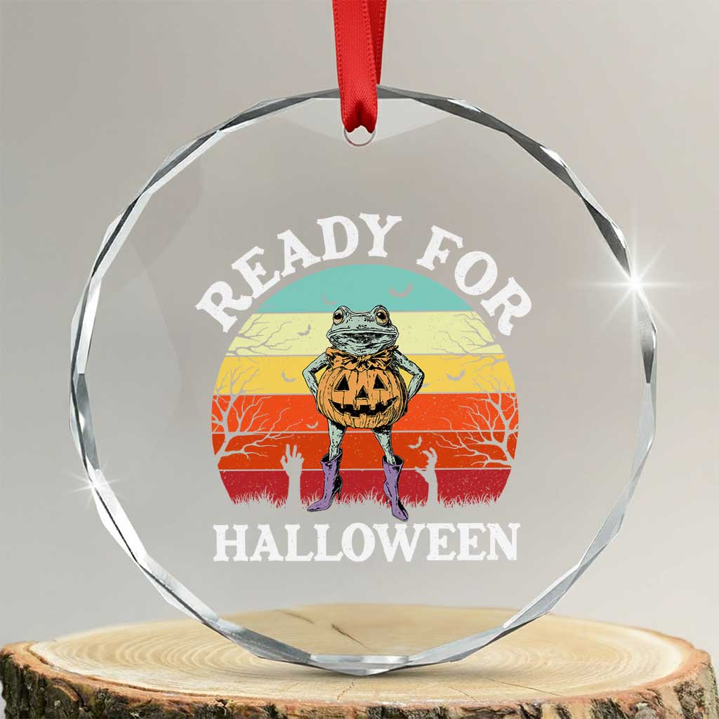 Funny Halloween Frog Crystal Glass Ornament Retro Spooky Season Funny Frogs Costume - Wonder Print Shop