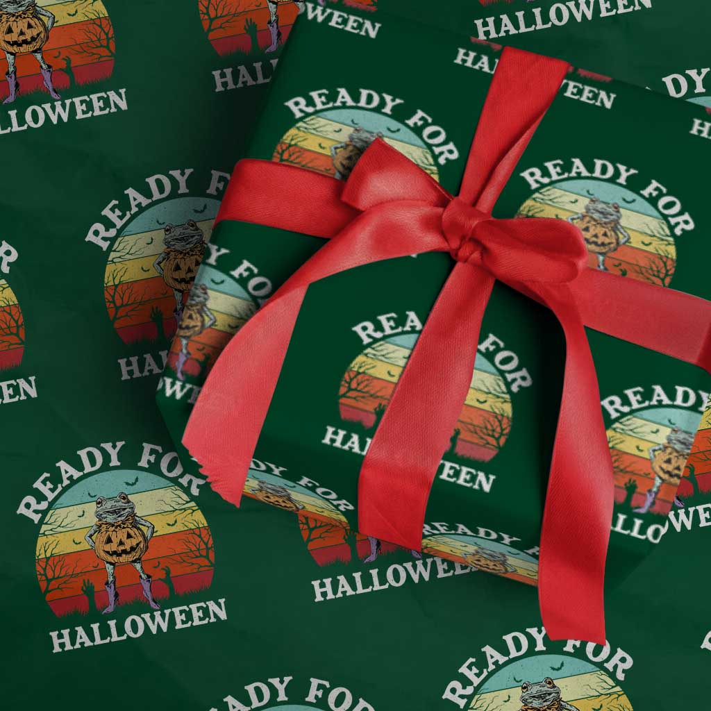 Funny Halloween Frog Wrapping Paper Roll Retro Spooky Season Funny Frogs Costume - Wonder Print Shop