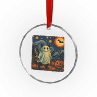 Funny Halloween Ghost Cat Crystal Glass Ornament Starry Night Van Gogh Cat Lover Gifts TS10