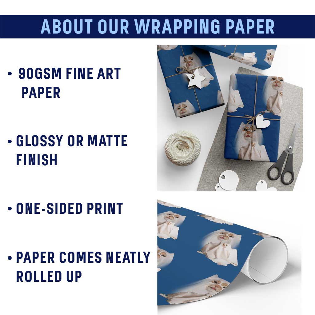 Funny Halloween Ghost Cat Meme Wrapping Paper Roll - Wonder Print Shop