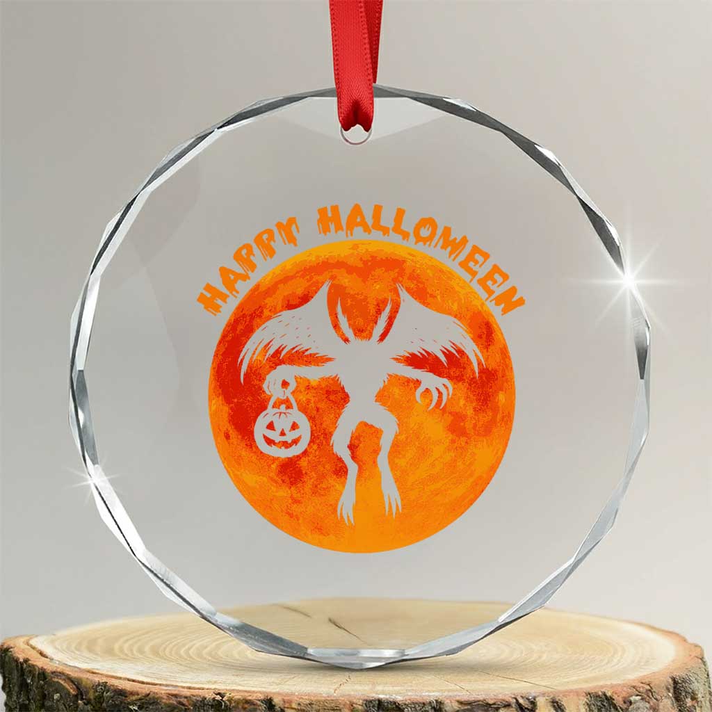 Funny Halloween Mothman Cryptid Creatures Crystal Glass Ornament - Wonder Print Shop