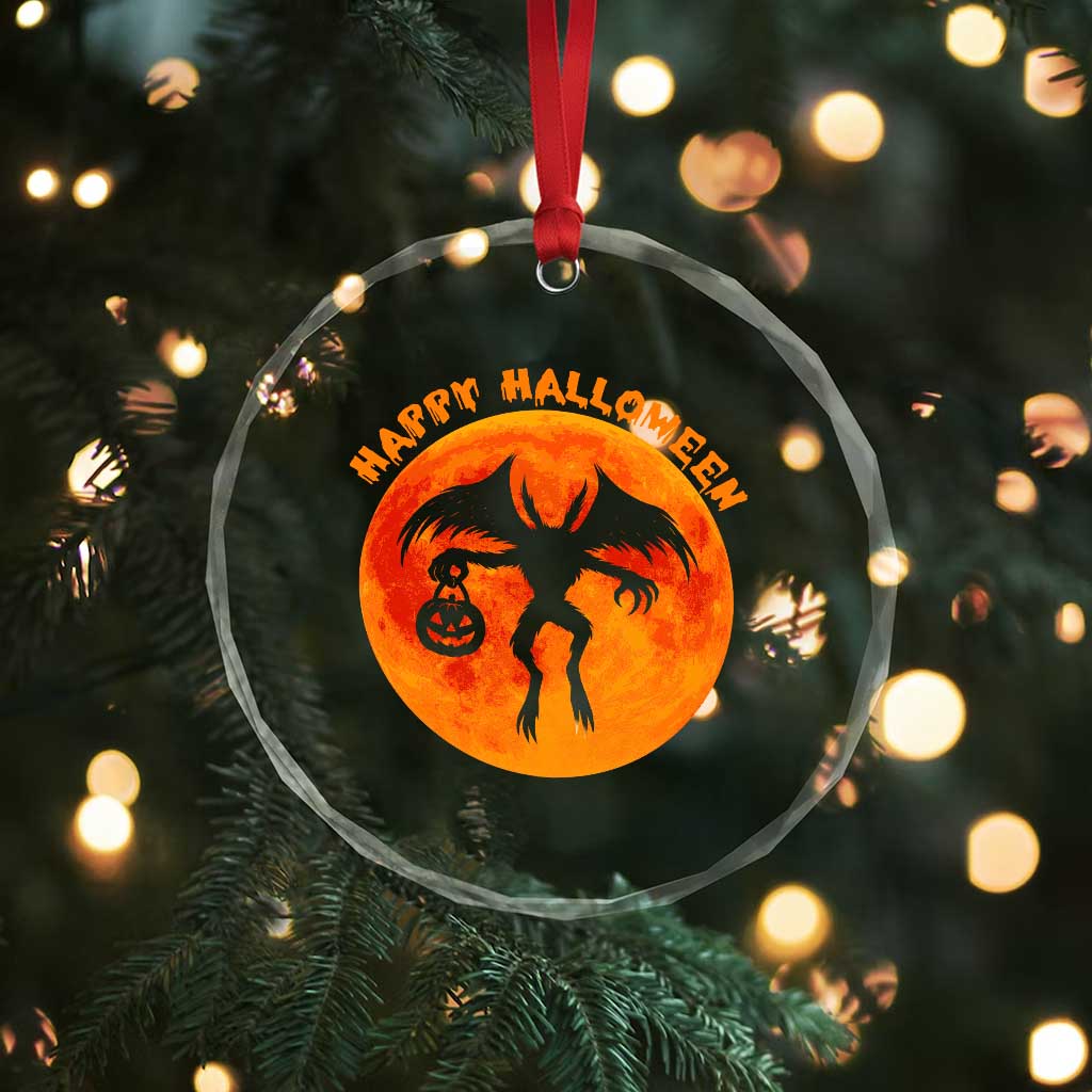 Funny Halloween Mothman Cryptid Creatures Crystal Glass Ornament - Wonder Print Shop
