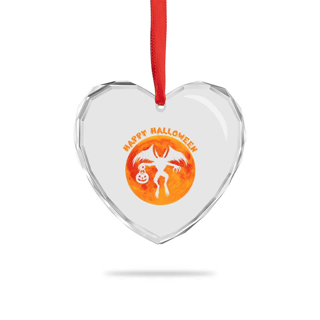 Funny Halloween Mothman Cryptid Creatures Heart Crystal Glass Ornament - Wonder Print Shop