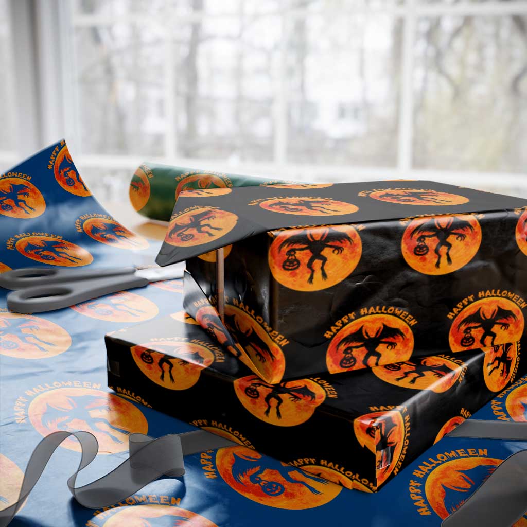 Funny Halloween Mothman Cryptid Creatures Wrapping Paper Roll - Wonder Print Shop
