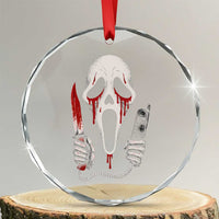 Funny Halloween Scary Face Ghost Crystal Glass Ornament Horror Slasher Bloody Knife - Wonder Print Shop