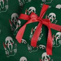 Funny Halloween Scary Face Ghost Wrapping Paper Roll Horror Slasher Bloody Knife - Wonder Print Shop