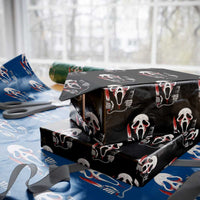 Funny Halloween Scary Face Ghost Wrapping Paper Roll Horror Slasher Bloody Knife - Wonder Print Shop