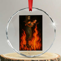Funny Halloween Witch Crystal Glass Ornament Witch Lighting Cigarette With Flames Occult Unholy - Wonder Print Shop