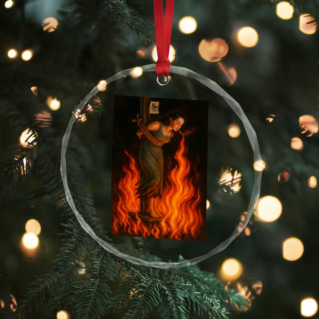 Funny Halloween Witch Crystal Glass Ornament Witch Lighting Cigarette With Flames Occult Unholy - Wonder Print Shop