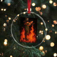 Funny Halloween Witch Crystal Glass Ornament Witch Lighting Cigarette With Flames Occult Unholy - Wonder Print Shop