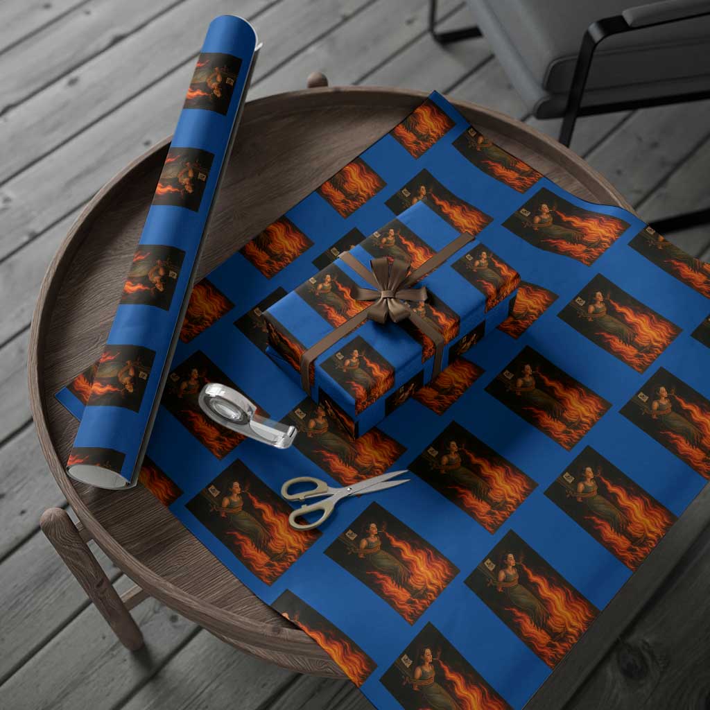 Funny Halloween Witch Wrapping Paper Roll Witch Lighting Cigarette With Flames Occult Unholy - Wonder Print Shop