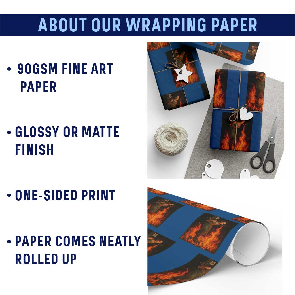 Funny Halloween Witch Wrapping Paper Roll Witch Lighting Cigarette With Flames Occult Unholy - Wonder Print Shop