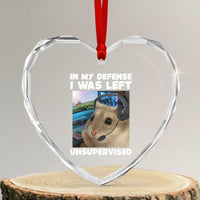 Funny Hamster Gamer Heart Crystal Glass Ornament In My Defense I Was Left Unsupervised - Wonder Print Shop