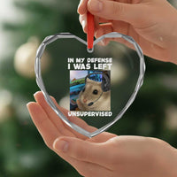 Funny Hamster Gamer Heart Crystal Glass Ornament In My Defense I Was Left Unsupervised - Wonder Print Shop